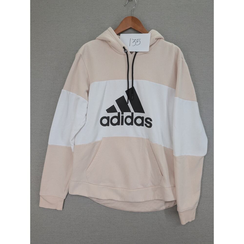 Men’s adidas Sport Pullover Fleece Hoodie Size Medium Tan & White - Picture 7 of 7